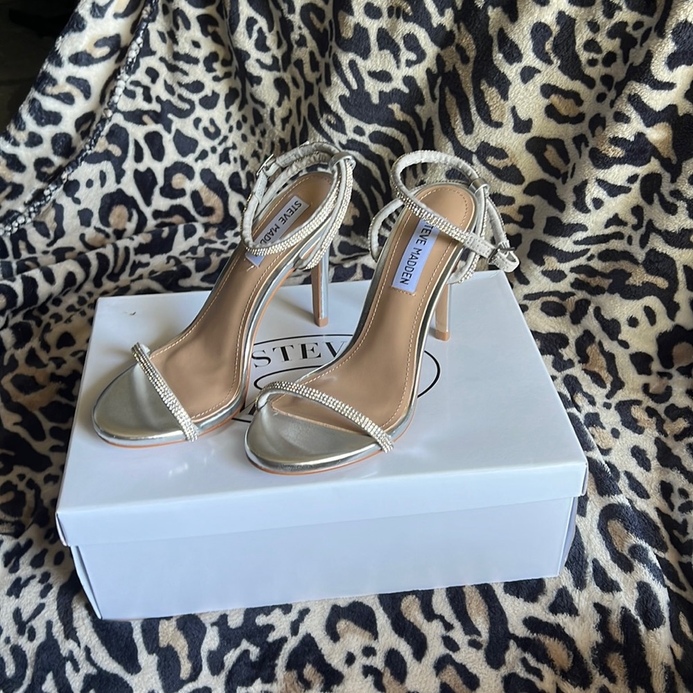 Steve Madden Festive Silver Strappy Heels